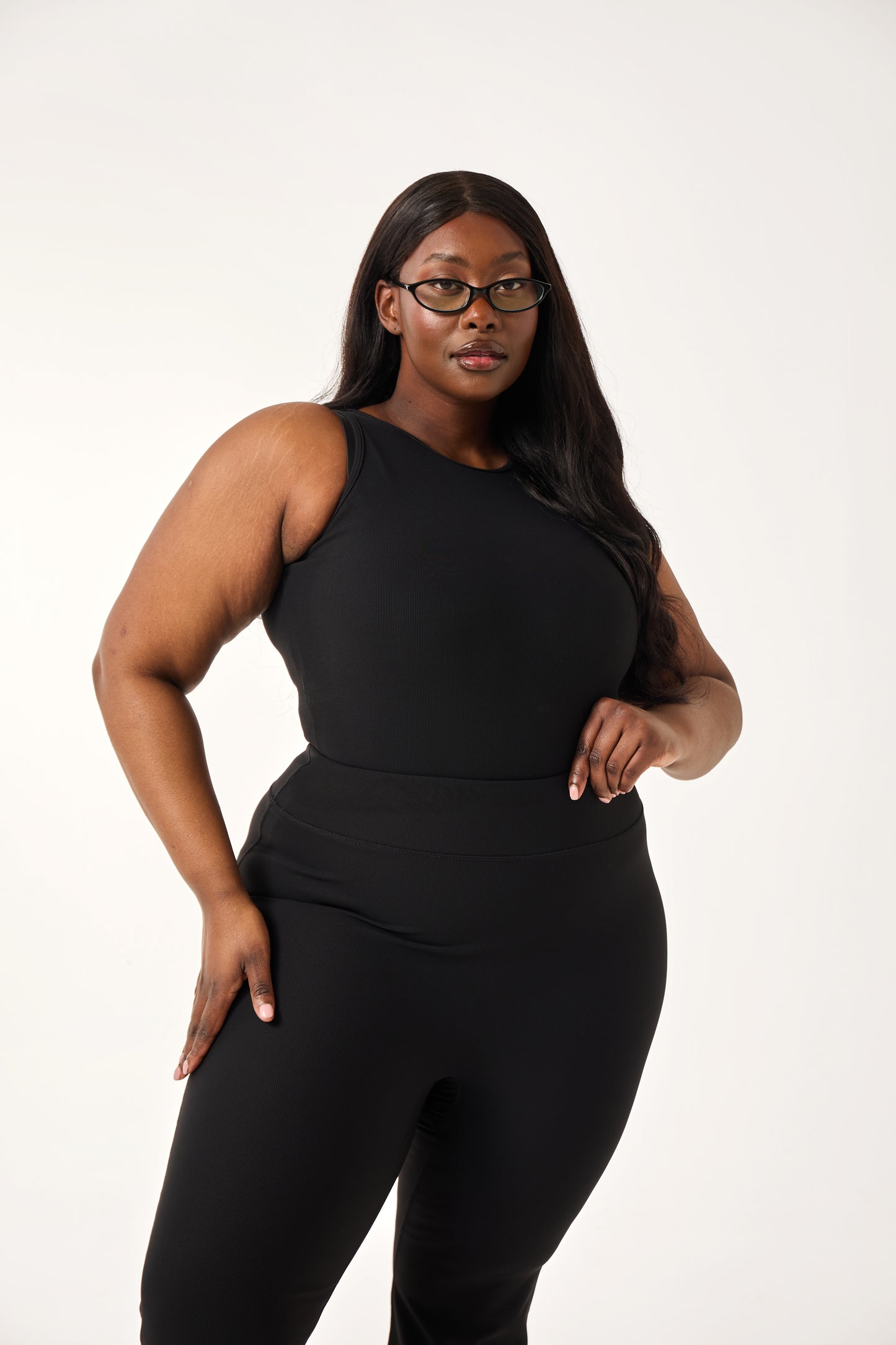 The Sculpt Built In Bra Racer Neck Bodysuit - Core Black