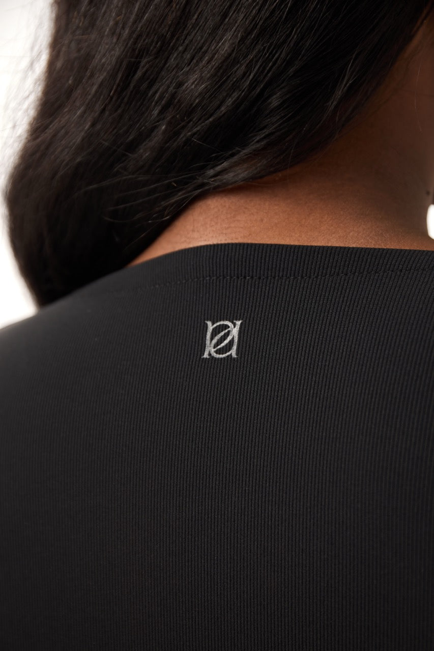 The Sculpt Wrap Front Long Sleeve Top - Core Black