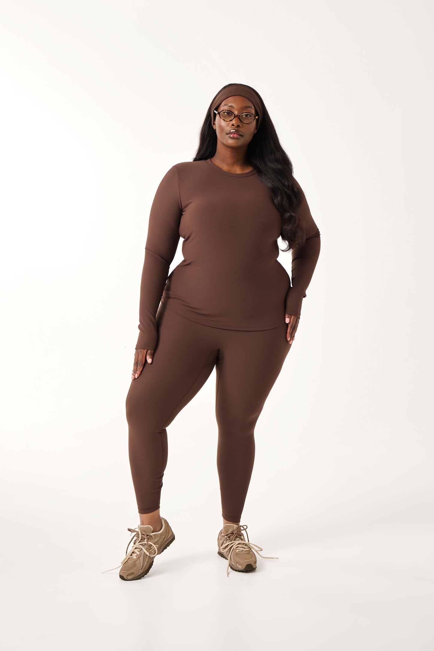 The Sculpt Crew Neck Built In Bra Top - Espresso