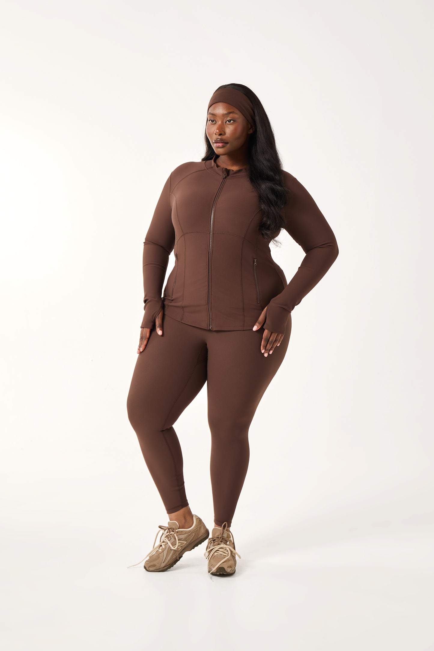 The Sculpt Zip Through Jacket - Espresso
