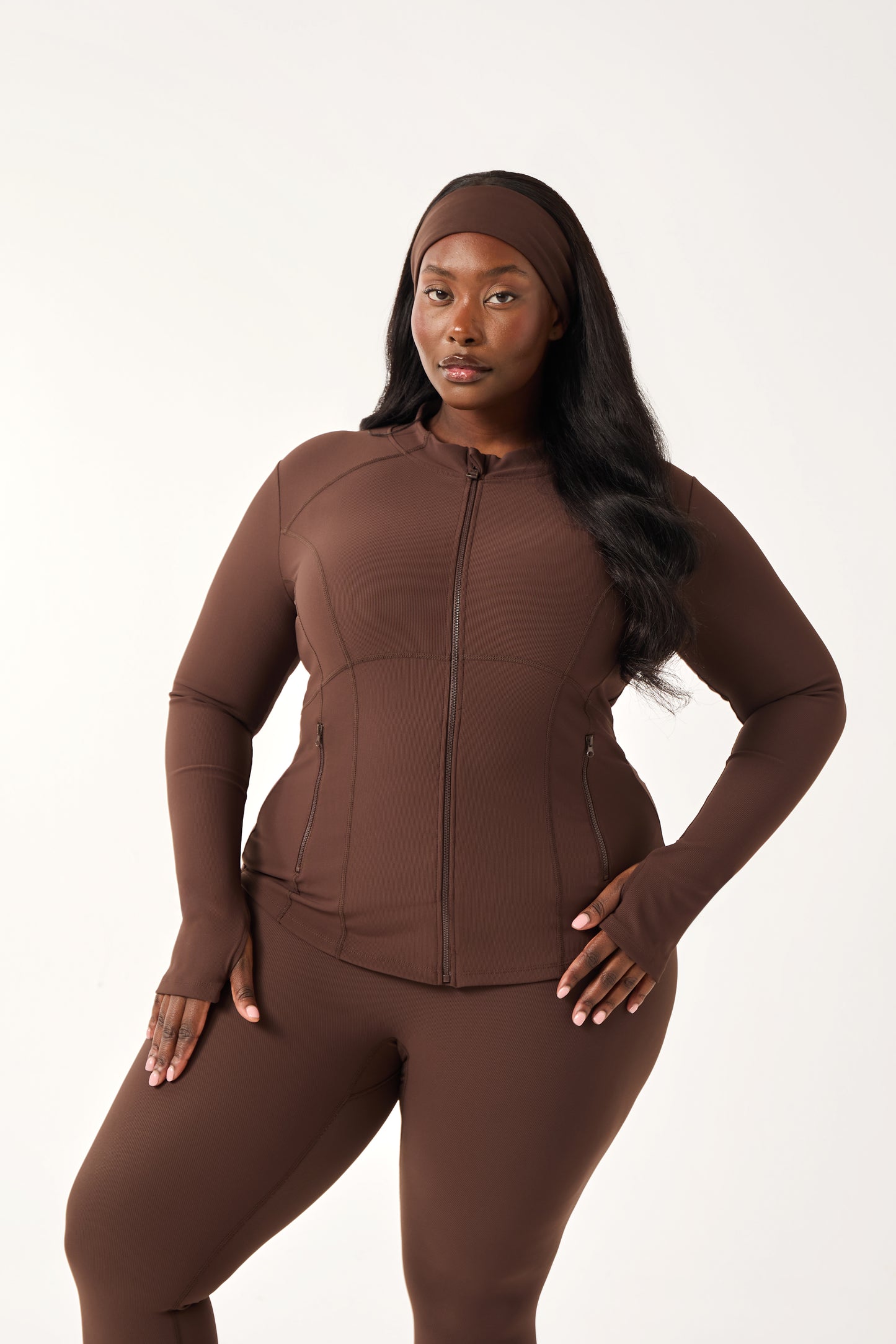 The Sculpt Zip Through Jacket - Espresso
