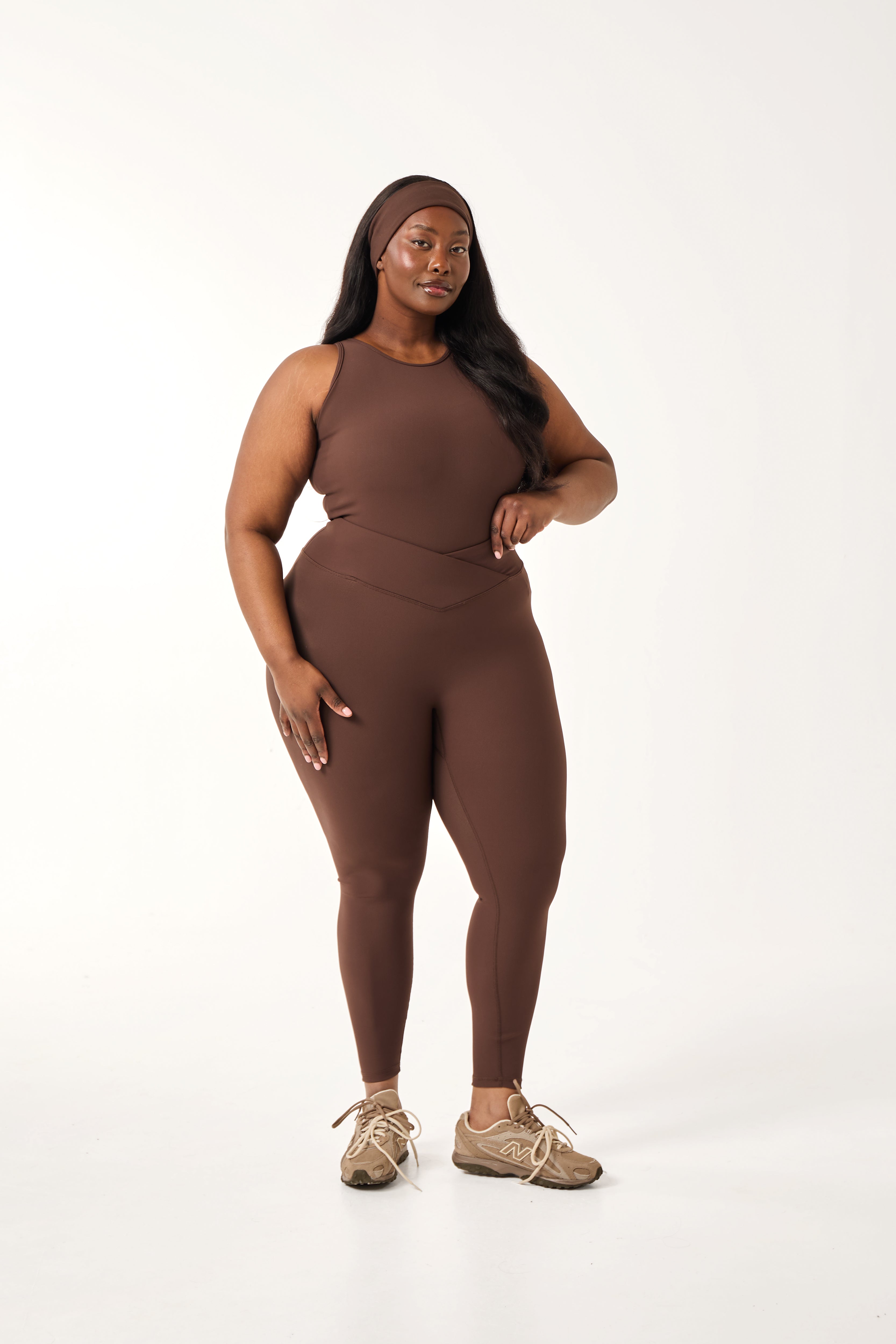 The Sculpt Built In Bra Racer Neck Bodysuit - Espresso – reasn