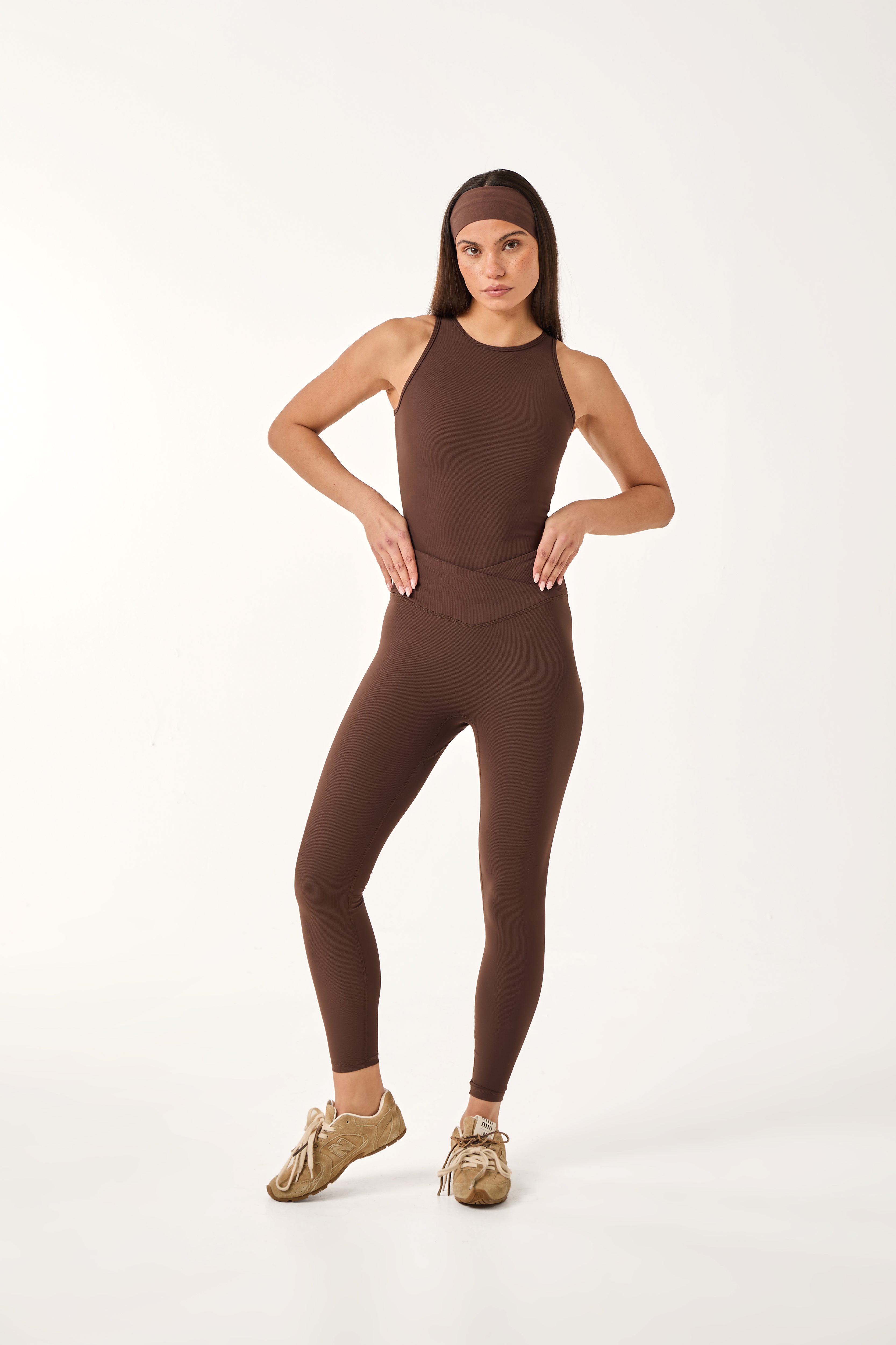 The Sculpt High Waist Wrap Waistband Leggings - Espresso – reasn