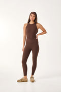 The Sculpt High Waist Wrap Waistband Leggings - Espresso