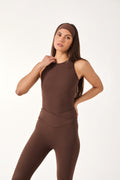 The Sculpt Built In Bra Racer Neck Bodysuit - Espresso