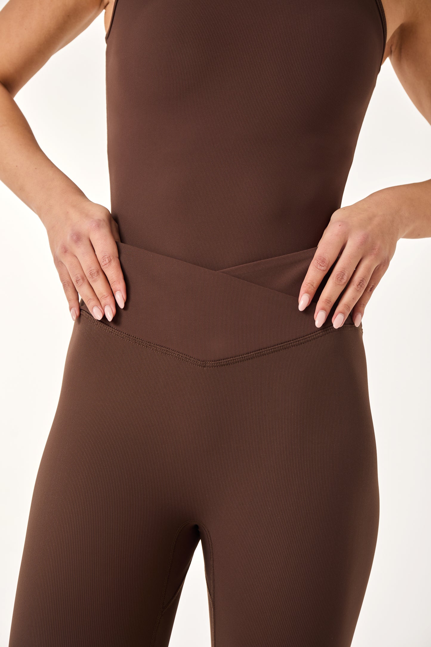 The Sculpt High Waist Wrap Waistband Leggings - Espresso