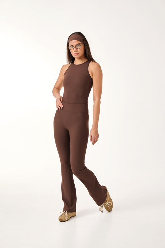 The Sculpt Flare Leg Trouser - Espresso