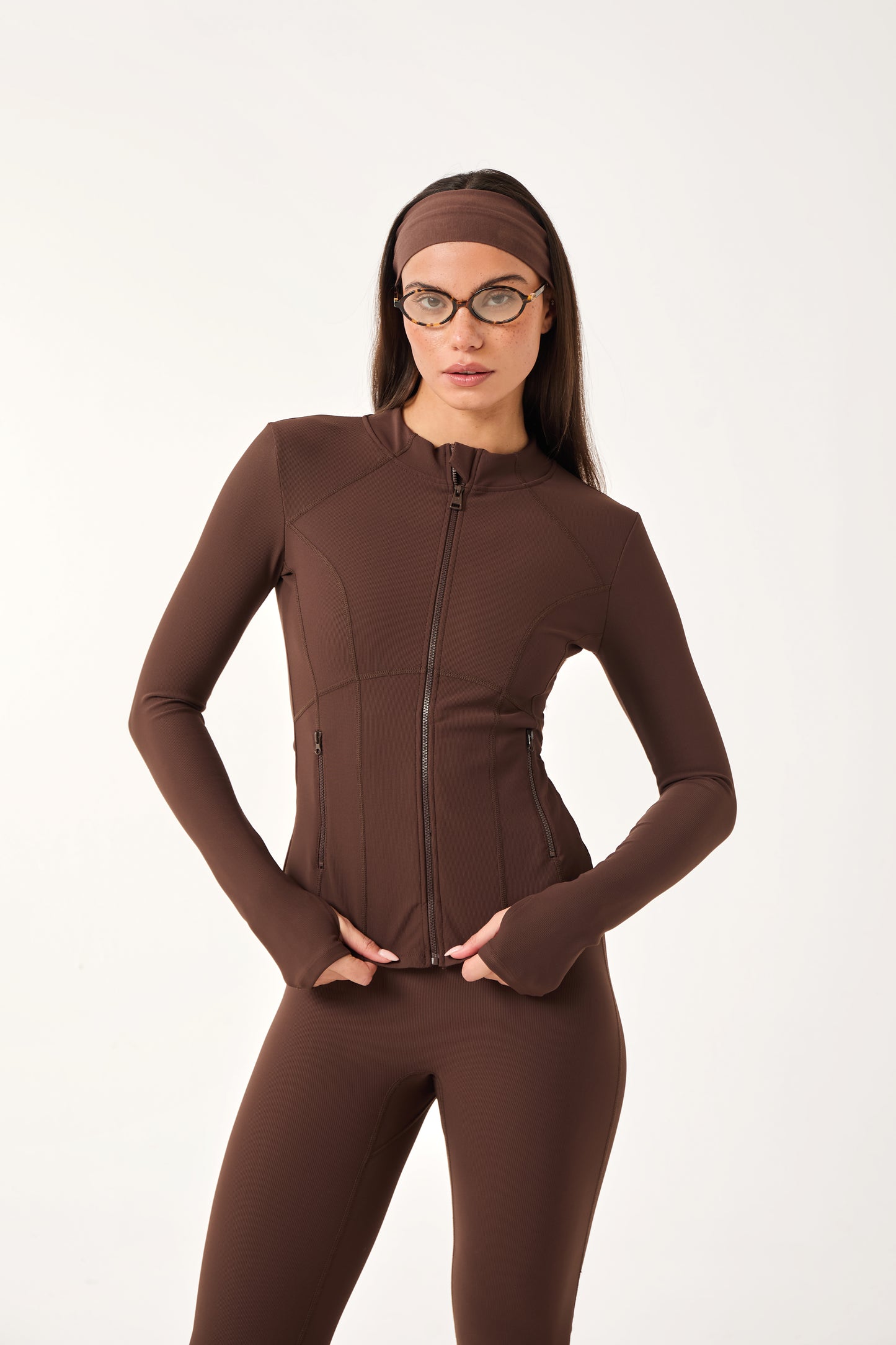 The Sculpt Zip Through Jacket - Espresso
