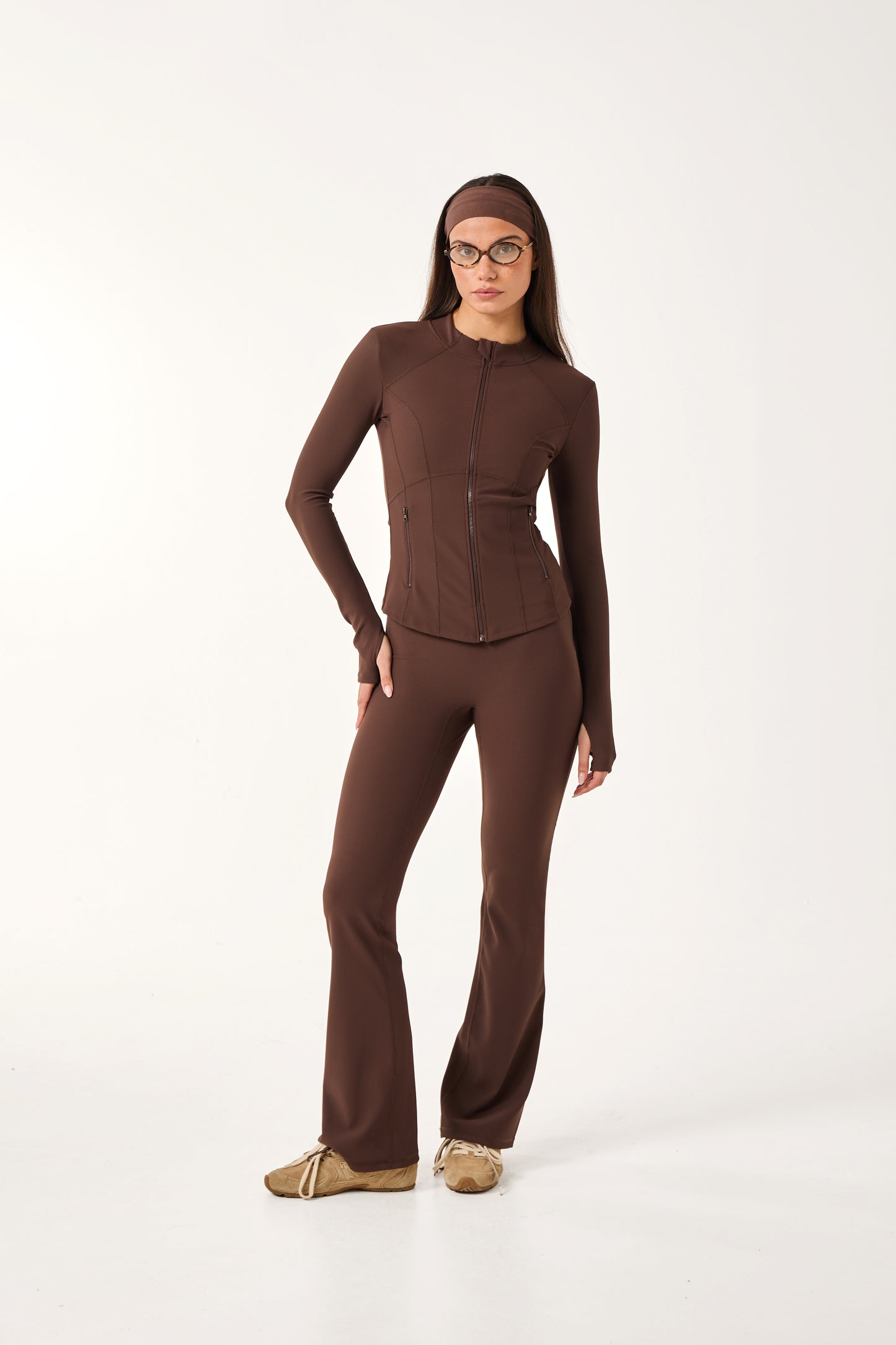The Sculpt Zip Through Jacket - Espresso