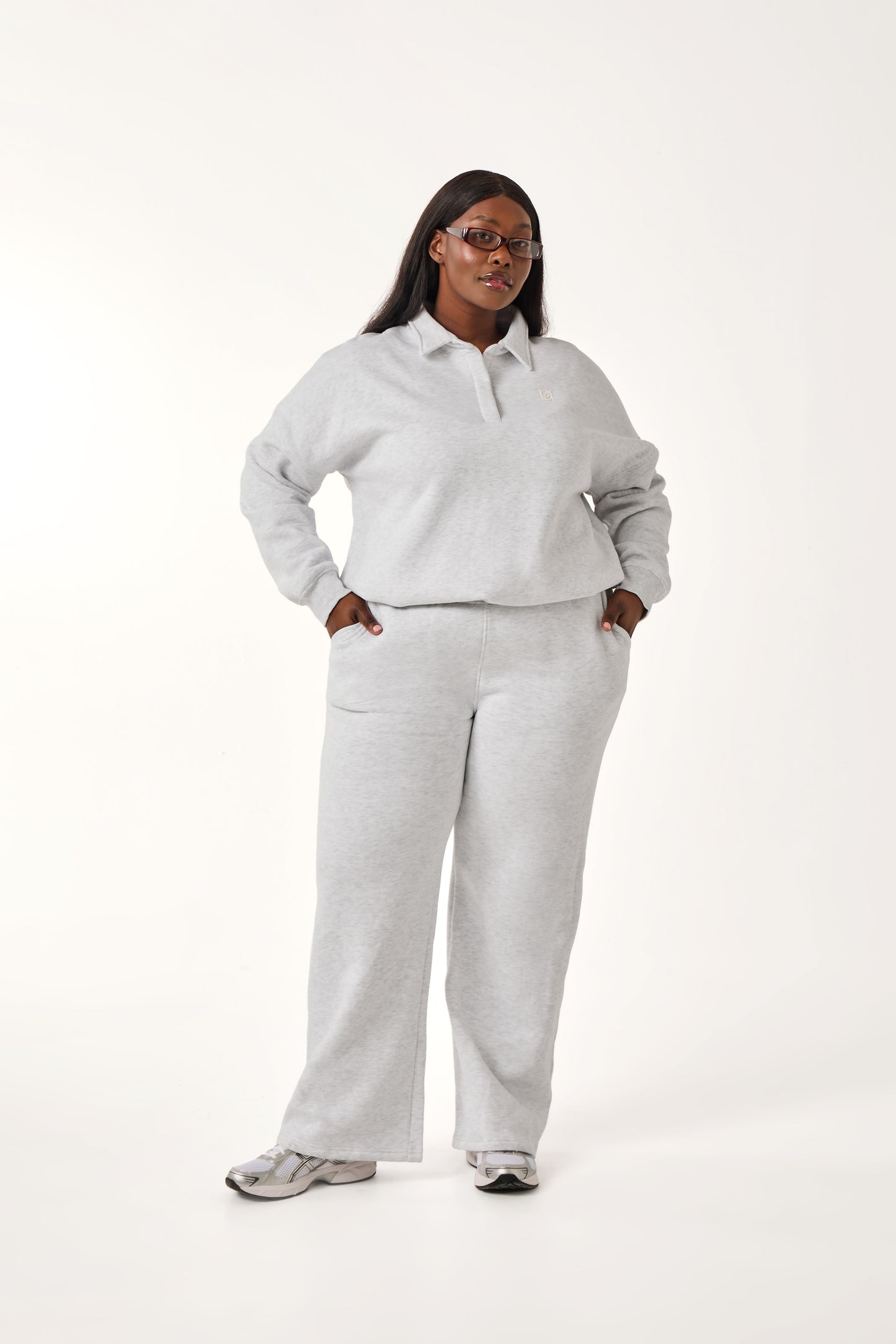 Button Front Collar 2 In 1 Tracksuit - Grey Marl