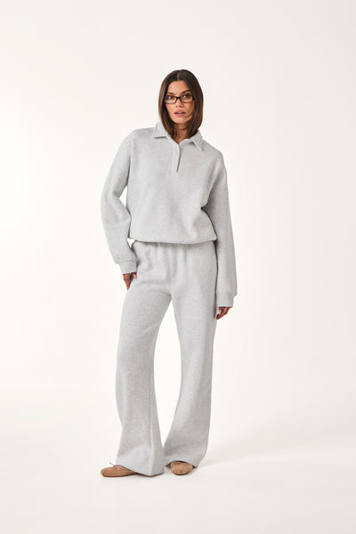 Button Front Collar 2 In 1 Tracksuit - Grey Marl