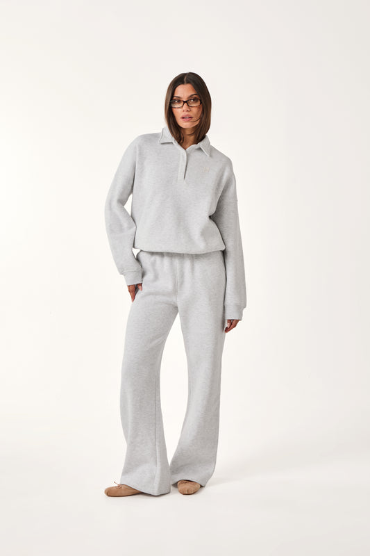 Button Front Collar 2 In 1 Tracksuit - Grey Marl