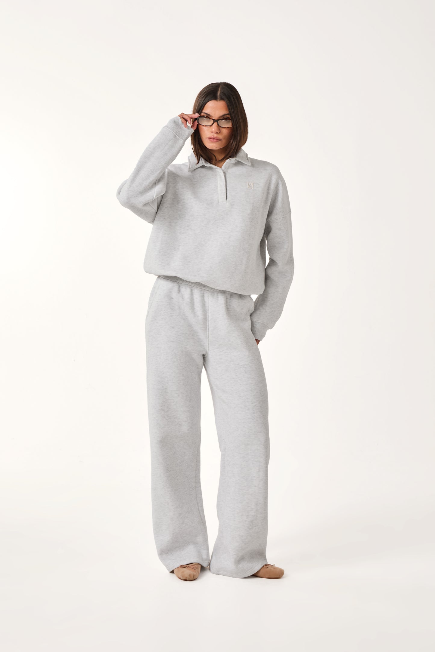 Button Front Collar 2 In 1 Tracksuit - Grey Marl