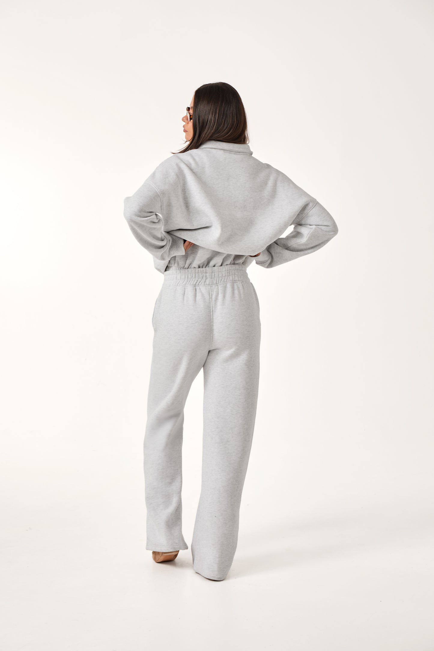 Button Front Collar 2 In 1 Tracksuit - Grey Marl