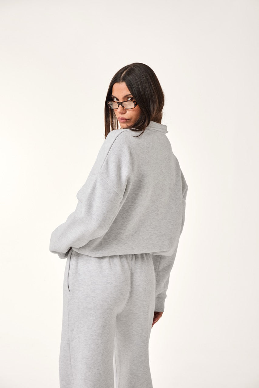 Button Front Collar 2 In 1 Tracksuit - Grey Marl