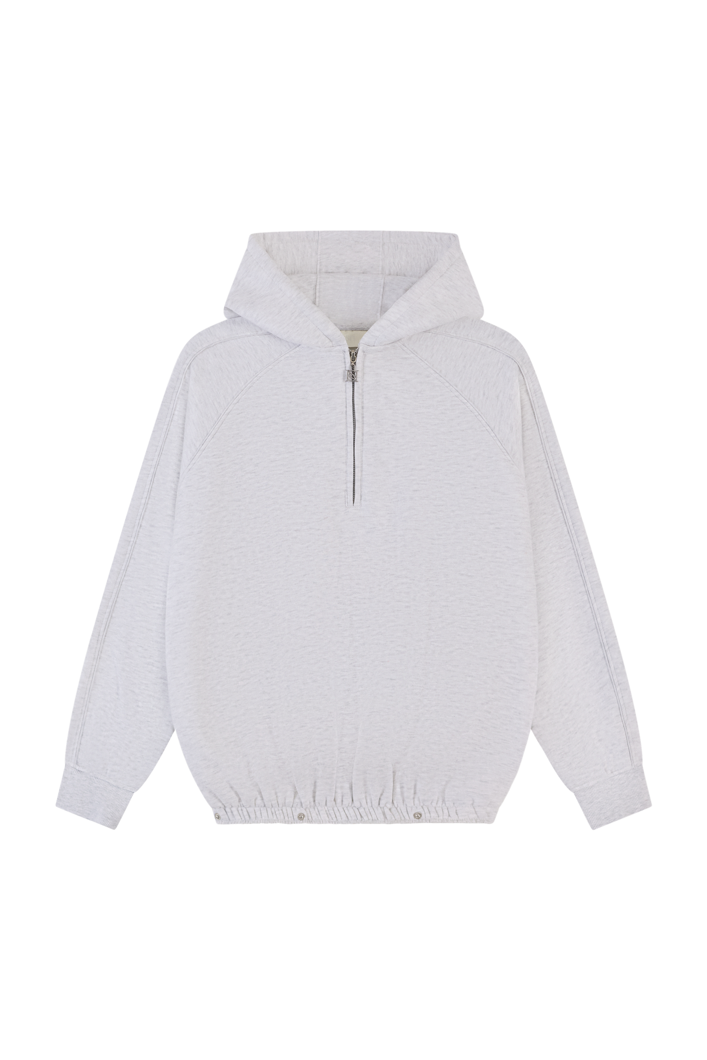 Quarter Zip Hoodie 2-1 Shorts Tracksuit - Grey Marl