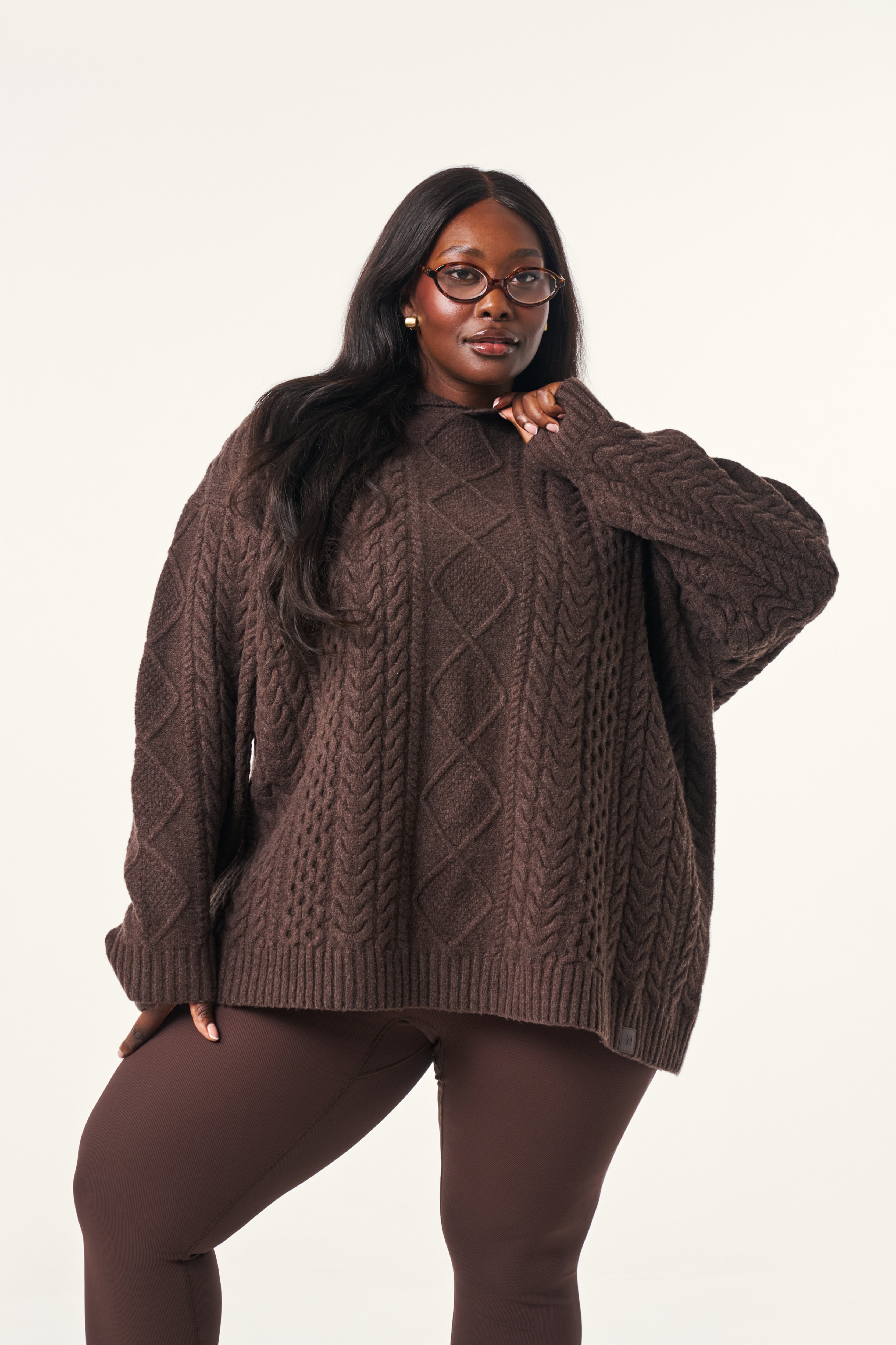 トップス Ron Herman/Over Size Fleece knit Foodie Oversized Cable Knit Zip-Up Sweater OS410 - Korean Women's Fashion