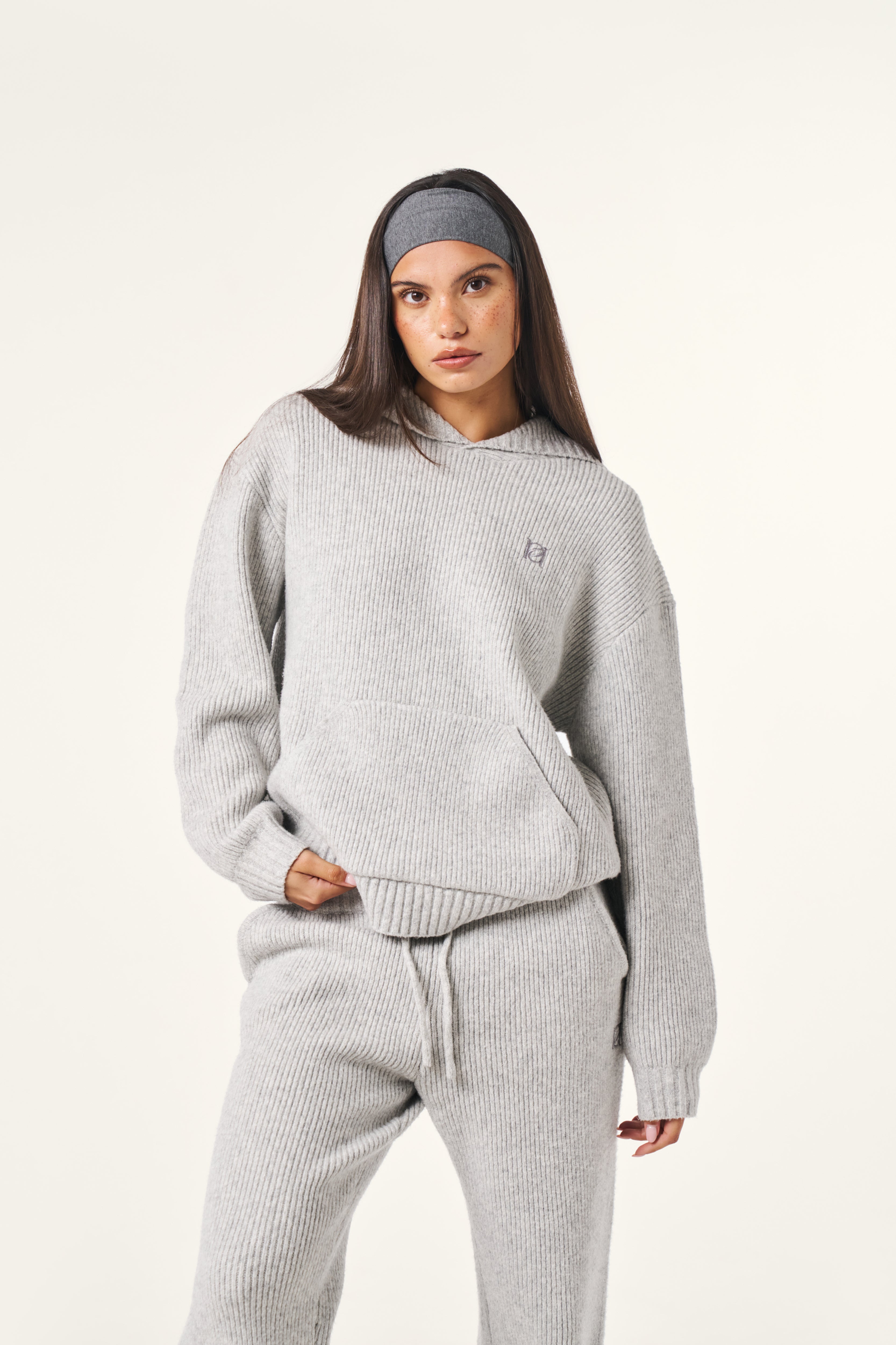 Oversized Premium Knitted Hoodie - Grey Marl – reasn