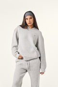 Oversized Premium Knitted Hoodie - Grey Marl