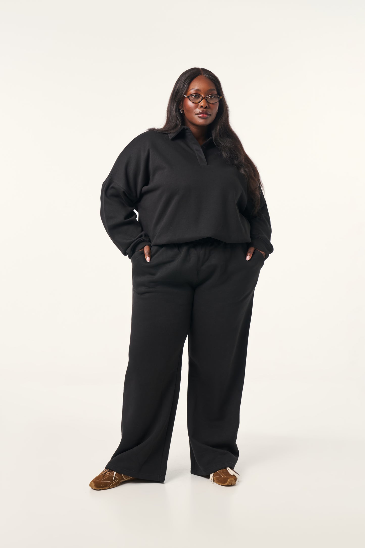 Button Front Collar 2 in 1 Tracksuit - Core Black