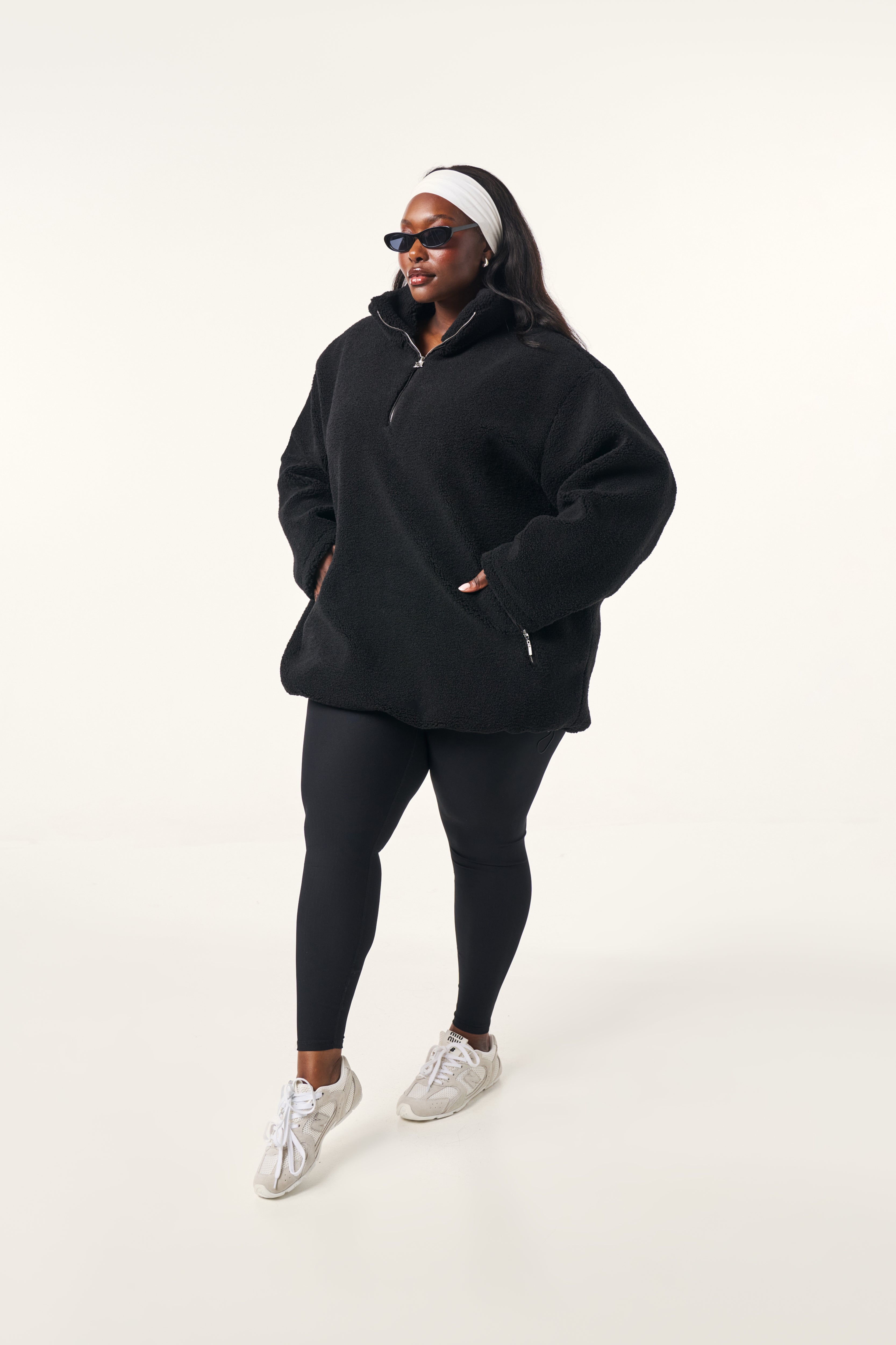 Quarter Zip Borg Sweatshirt - Core Black – reasn