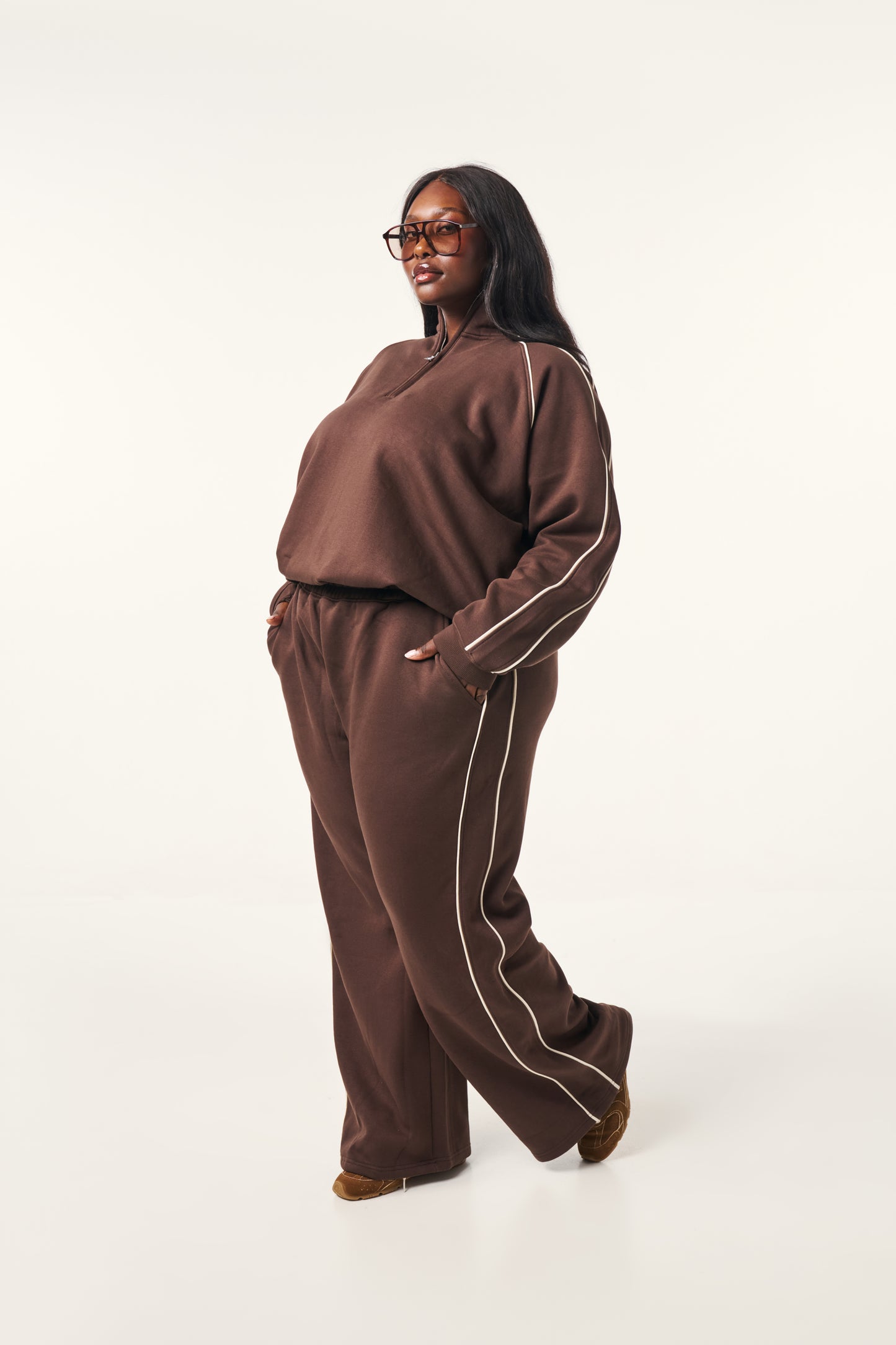 Quarter Zip 2 in 1 Tracksuit - Espresso