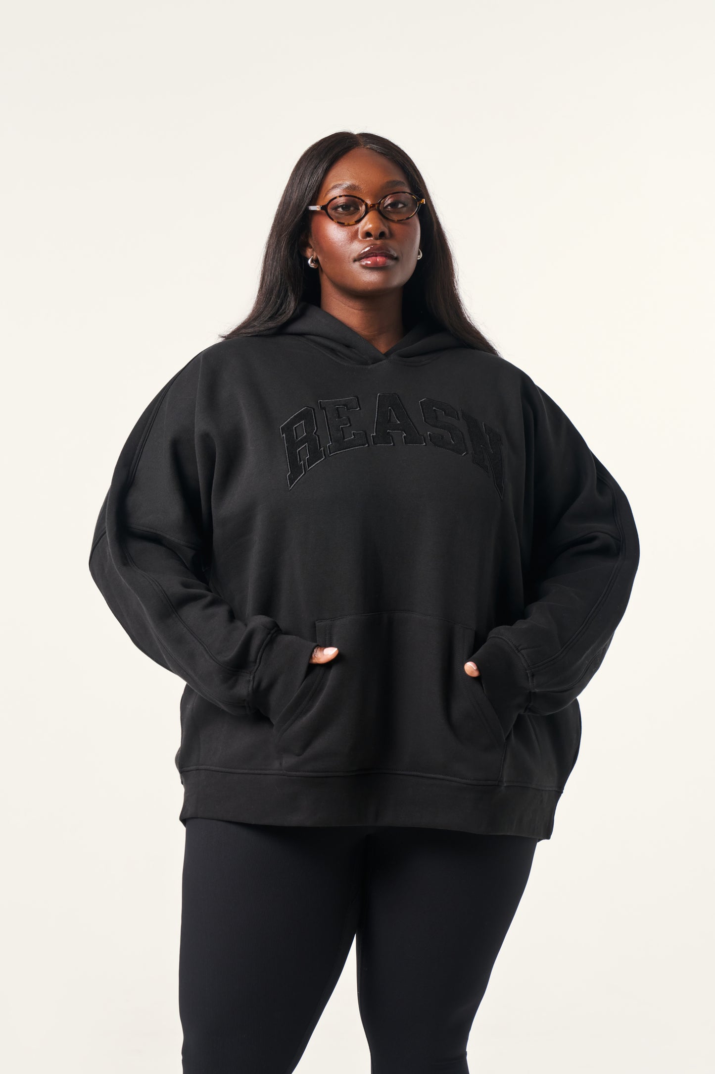 Oversized Branded Hoodie - Core Black