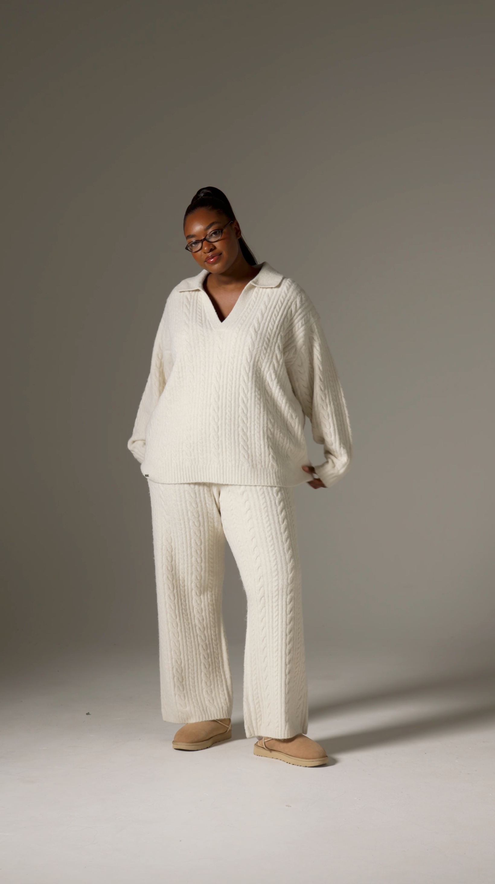 Cable Rugby Collar Knit Jumper - Crème – reasn Cable Rugby Collar Knit Jumper - Crème – reasn